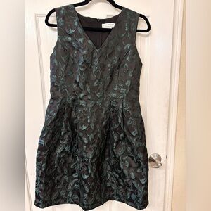 Molly Bracken Black and Green Textured Midi Dress